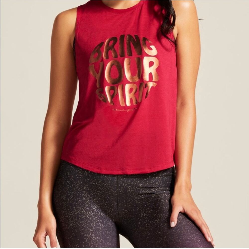 Peloton x Spiritual Gangster Bring Your Spirit Red Pink Tank Top